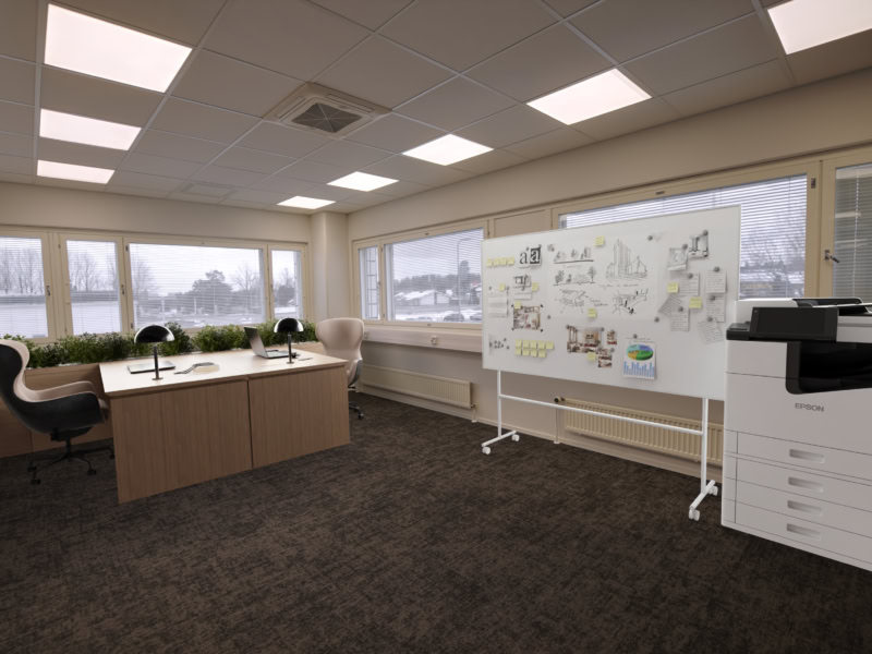 Siistiä saneerattua toimistotilaa Espoon Muuralassa 186m2 ja 196m2 (2.krs)